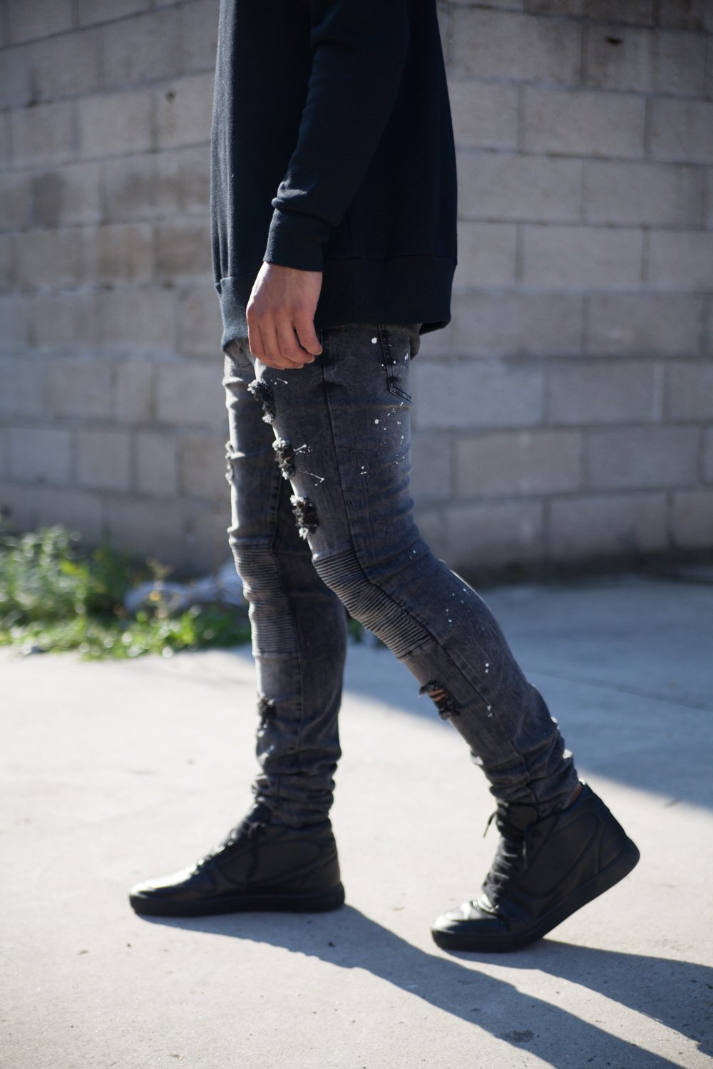 Jean Biker Speckled Dark Grey M2300Hde