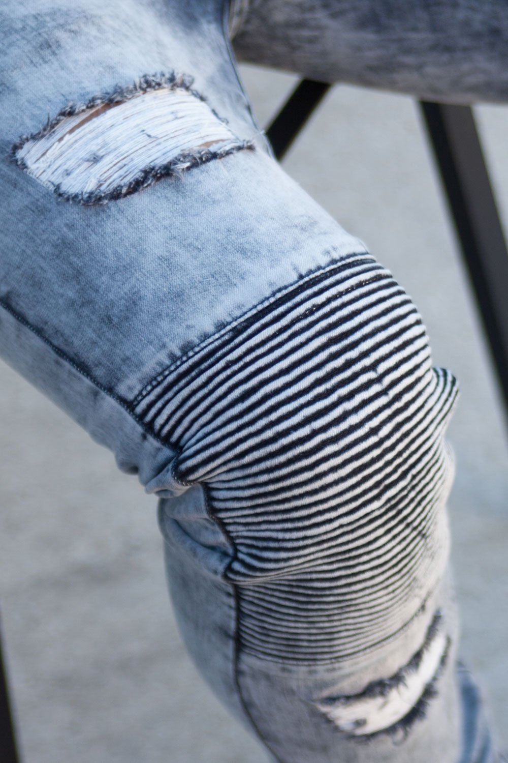 Jean biker destroy bleu gris M2301HDE