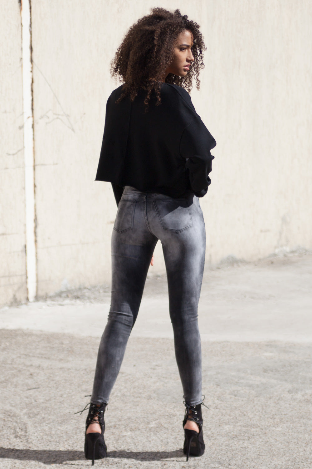 Sixth June - Jean biker Femme delavé gris W1965HDE