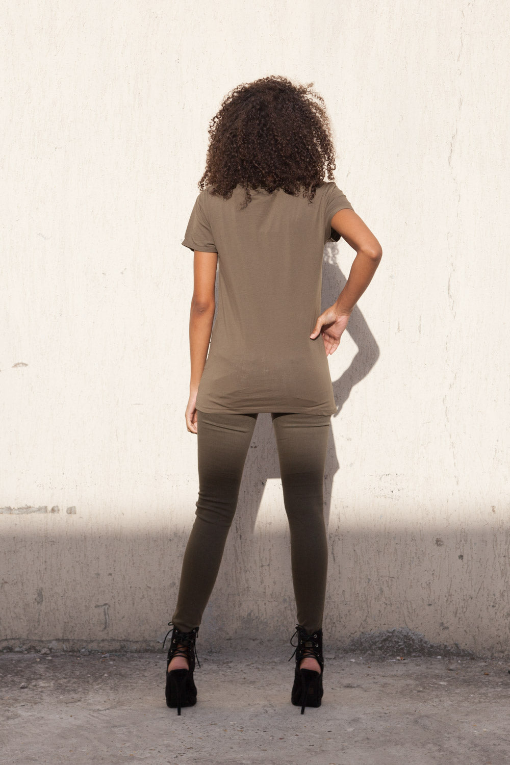 Sixth June - Jean biker Femme destroy kaki W2339HDE