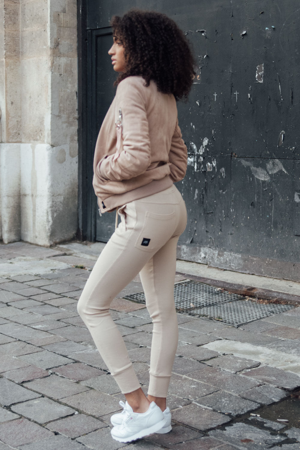 Sixth June - Jogging biker Femme destroy beige W2336CPA