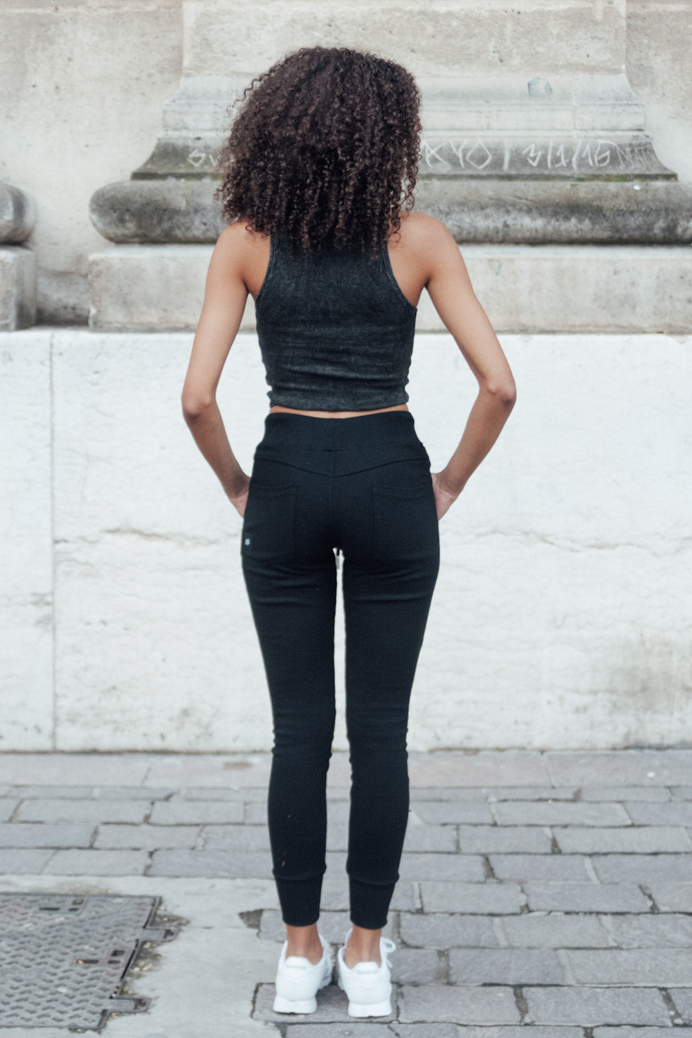 Sixth June - Jogging biker Femme destroy noir W2336CPA