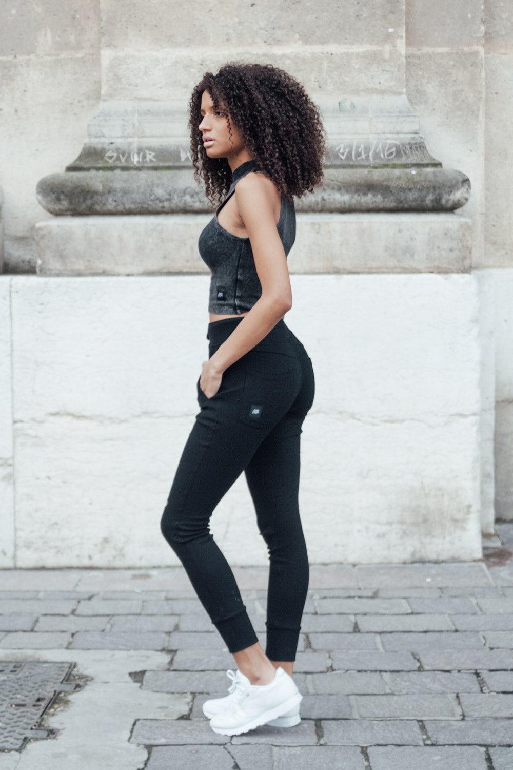 Sixth June - Jogging biker Femme destroy noir W2336CPA