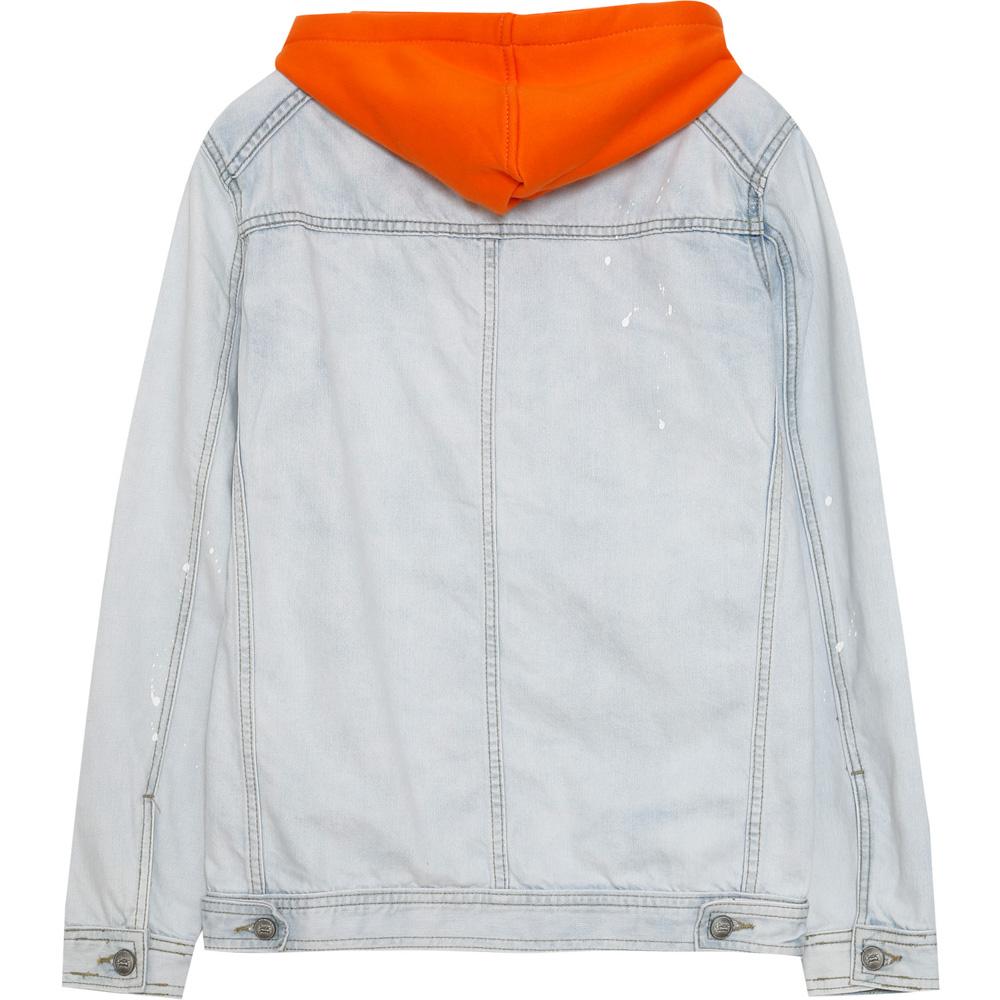 Denim Hooded Jacket Blue Orange
