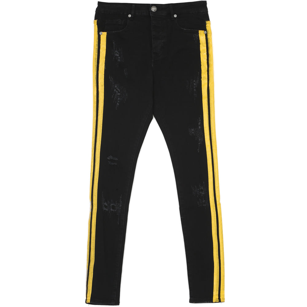 Sixth June - Jean bande double noir jaune