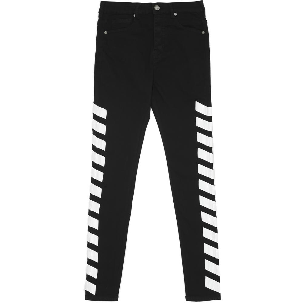 denim with diagonal printed ba