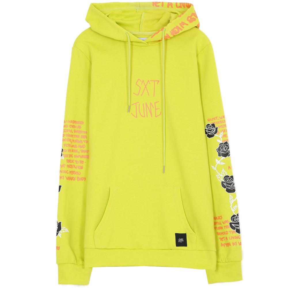 Skull Print Hoodie Lime