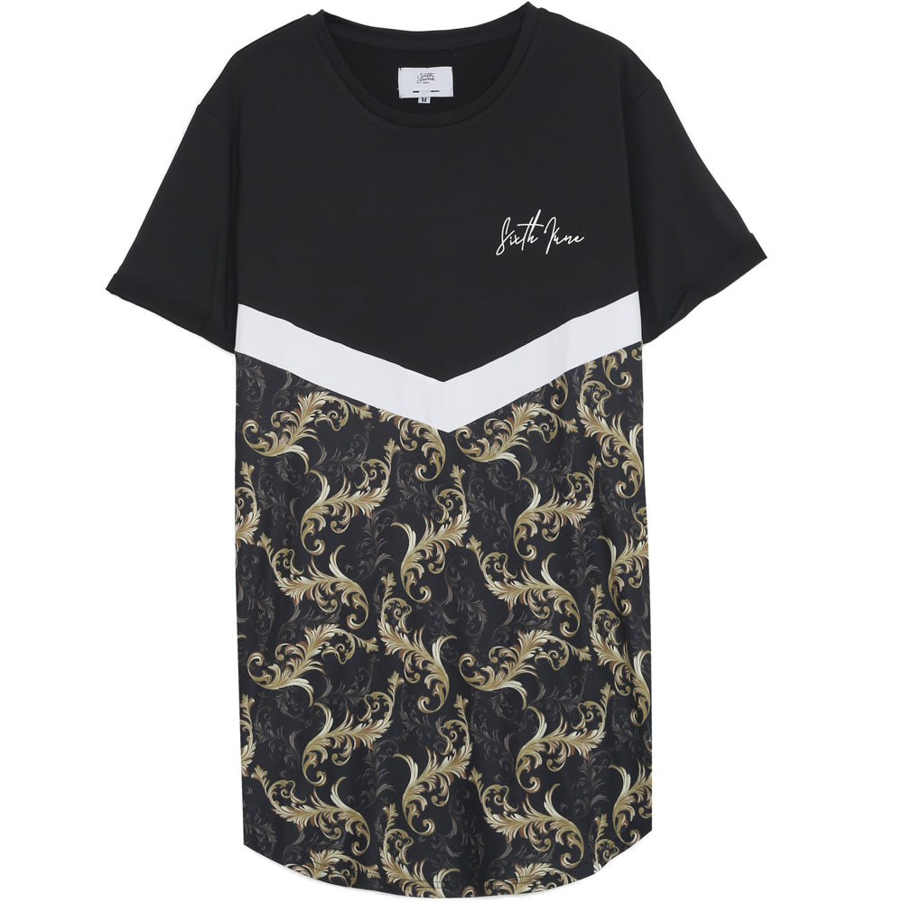 Sixth June - T-shirt oversize baroque noir blanc or