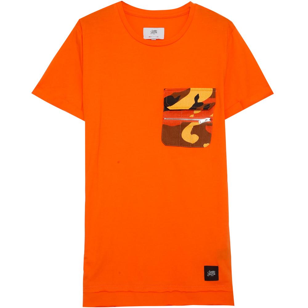 Sixth June - T-shirt poche camouflage orange