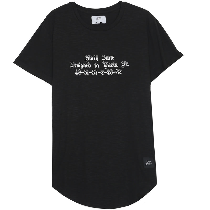 Sixth June - T-shirt gothique "designed in Paris" noir blanc