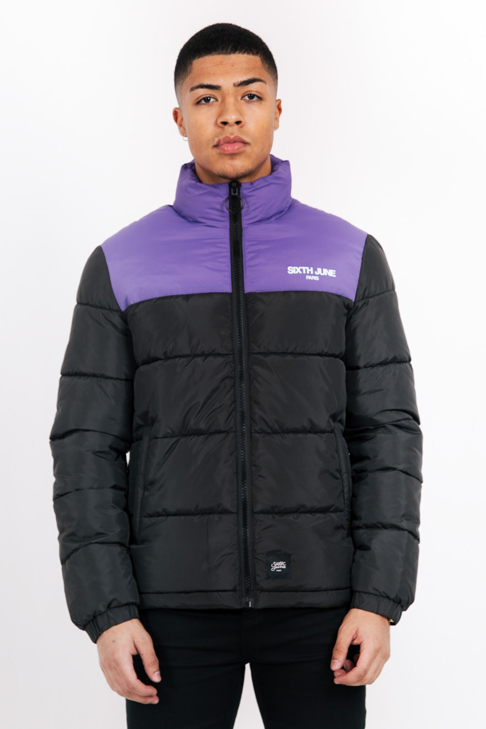 Sixth June - Doudoune bicolore logo noir violet