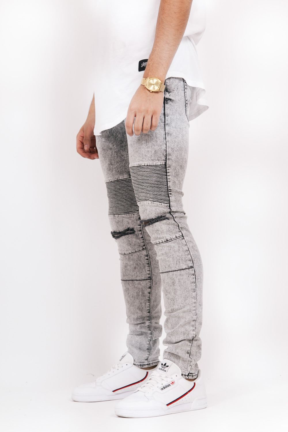 Sixth June - Jean biker délavé destroy gris 1890H