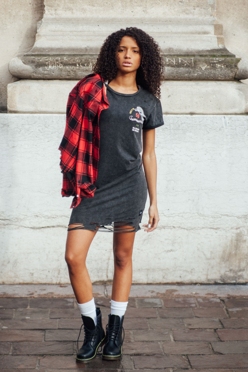 Sixth June - Robe imprimés chinois Femme noir destroy W2358VDR