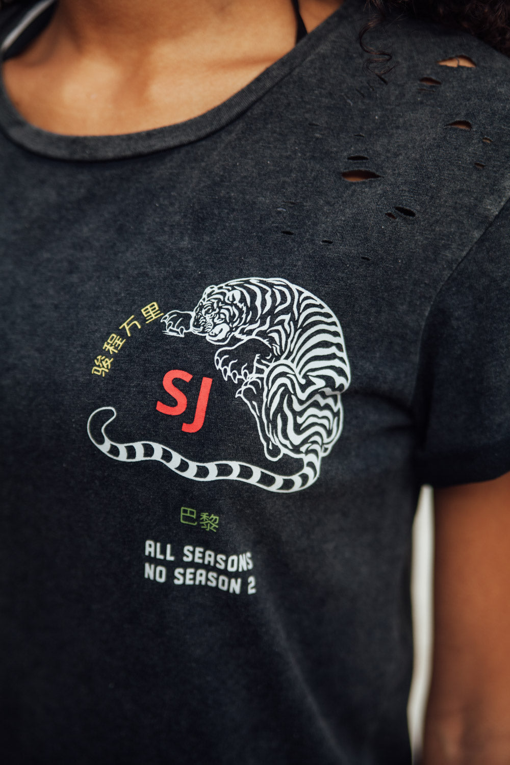 Sixth June - Robe imprimés chinois Femme noir destroy W2358VDR