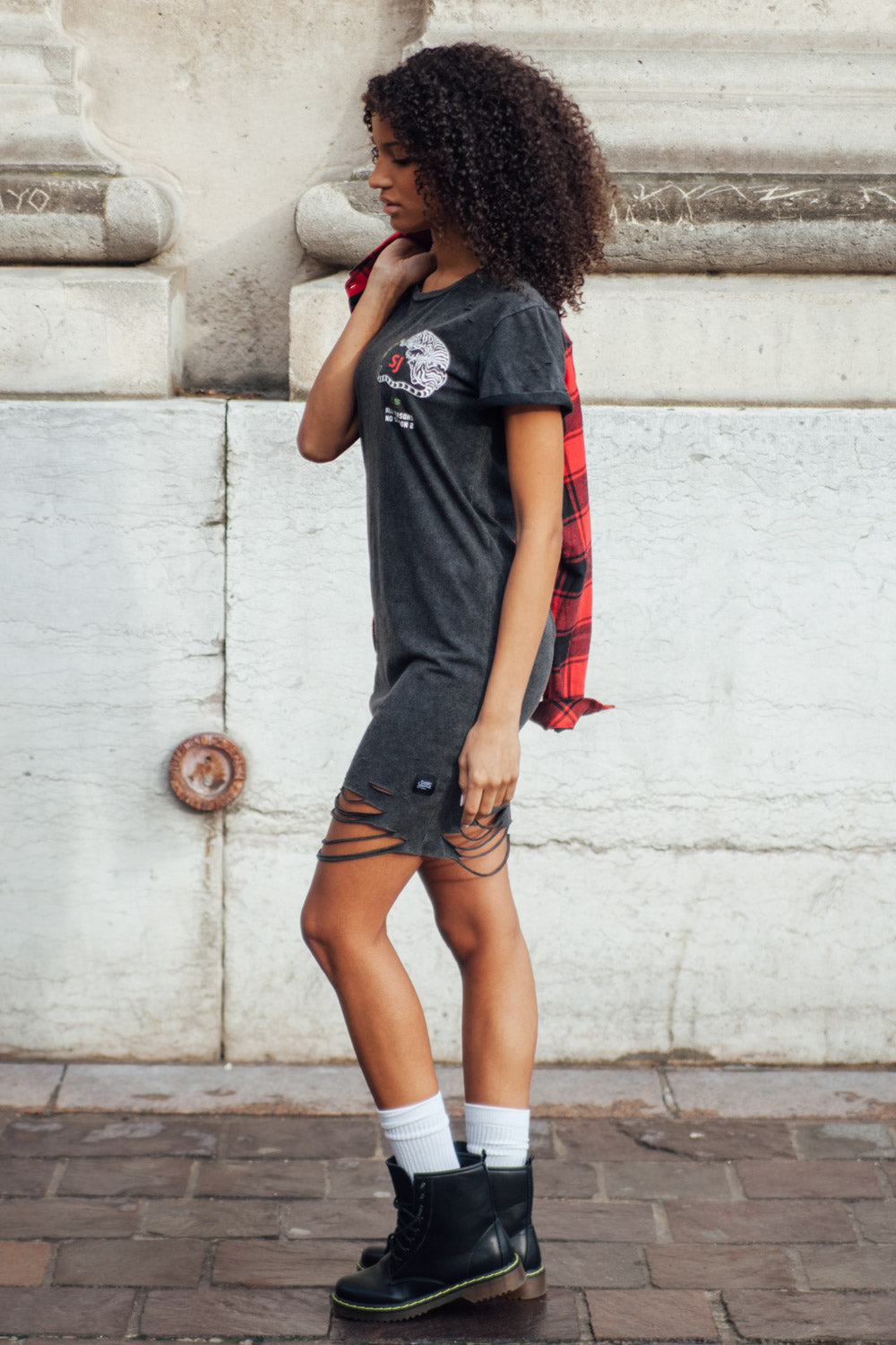 Sixth June - Robe imprimés chinois Femme noir destroy W2358VDR