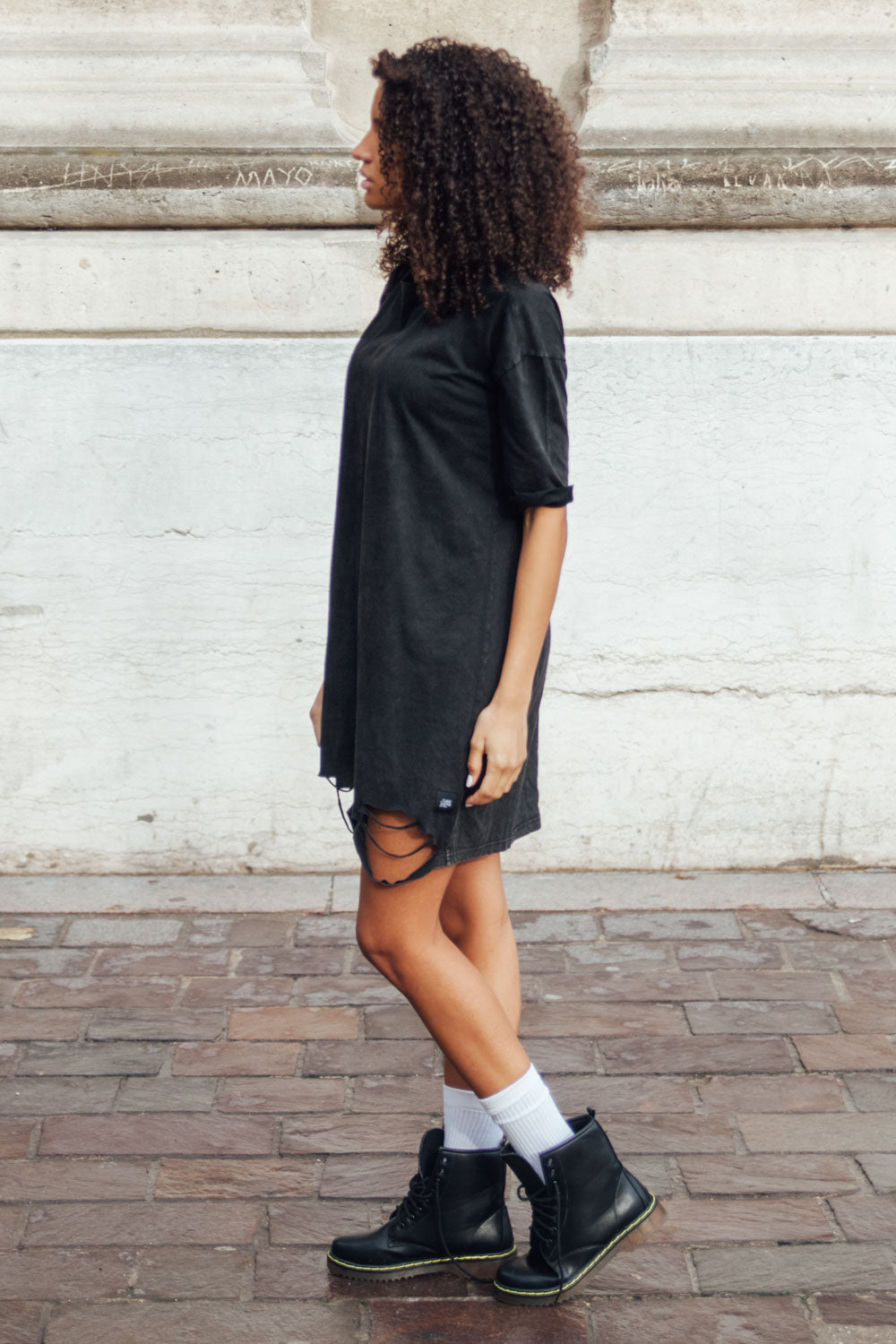 Sixth June - Robe t-shirt déchirée noire W2371VDR