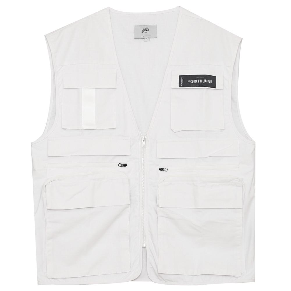 Sixth June - Gilet multipoche zip blanc