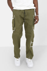 Pantalon cargo muti poches droit Vert