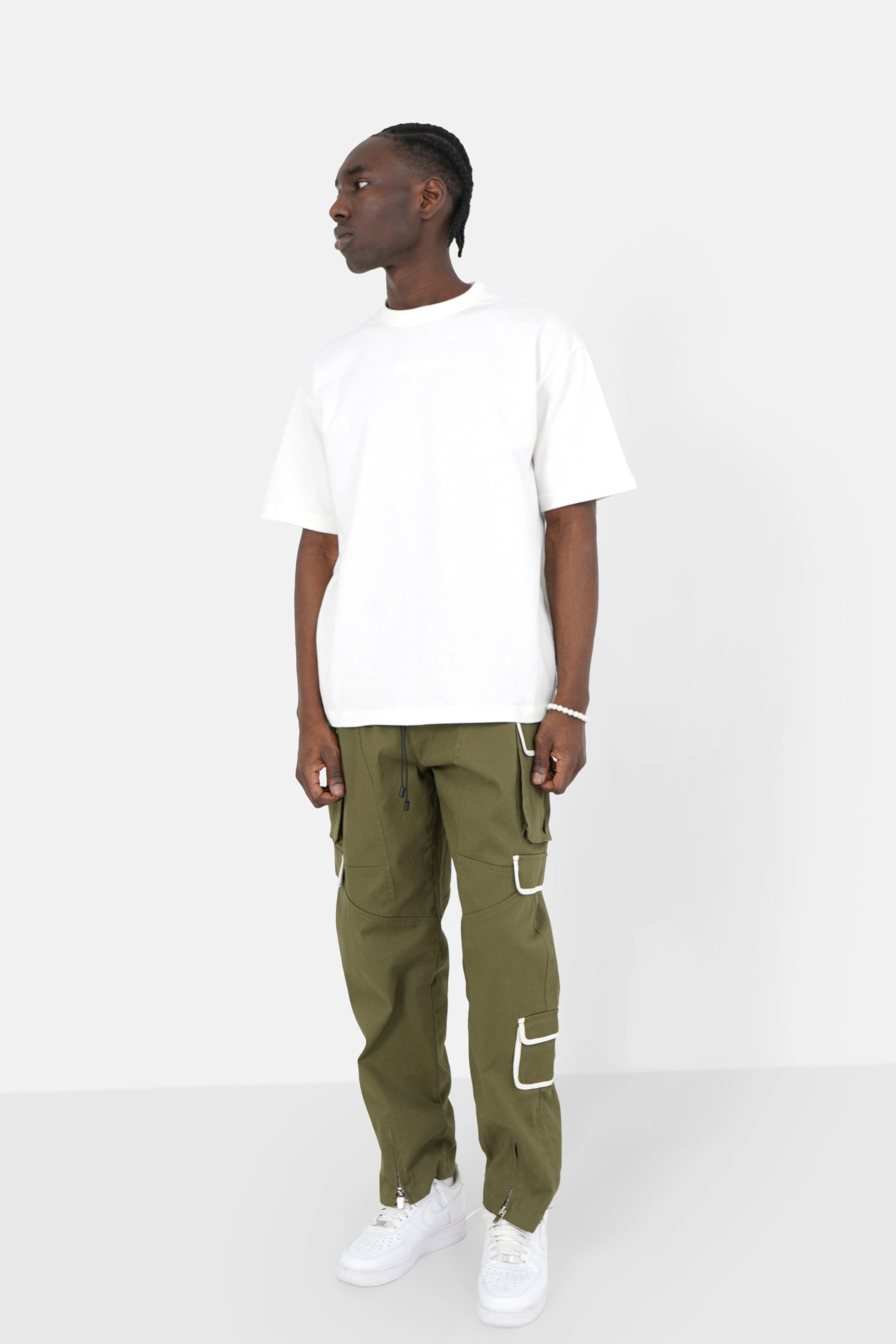 Pantalon cargo muti poches droit Vert