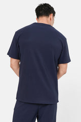 T-shirt plissé manches courtes Bleu foncé
