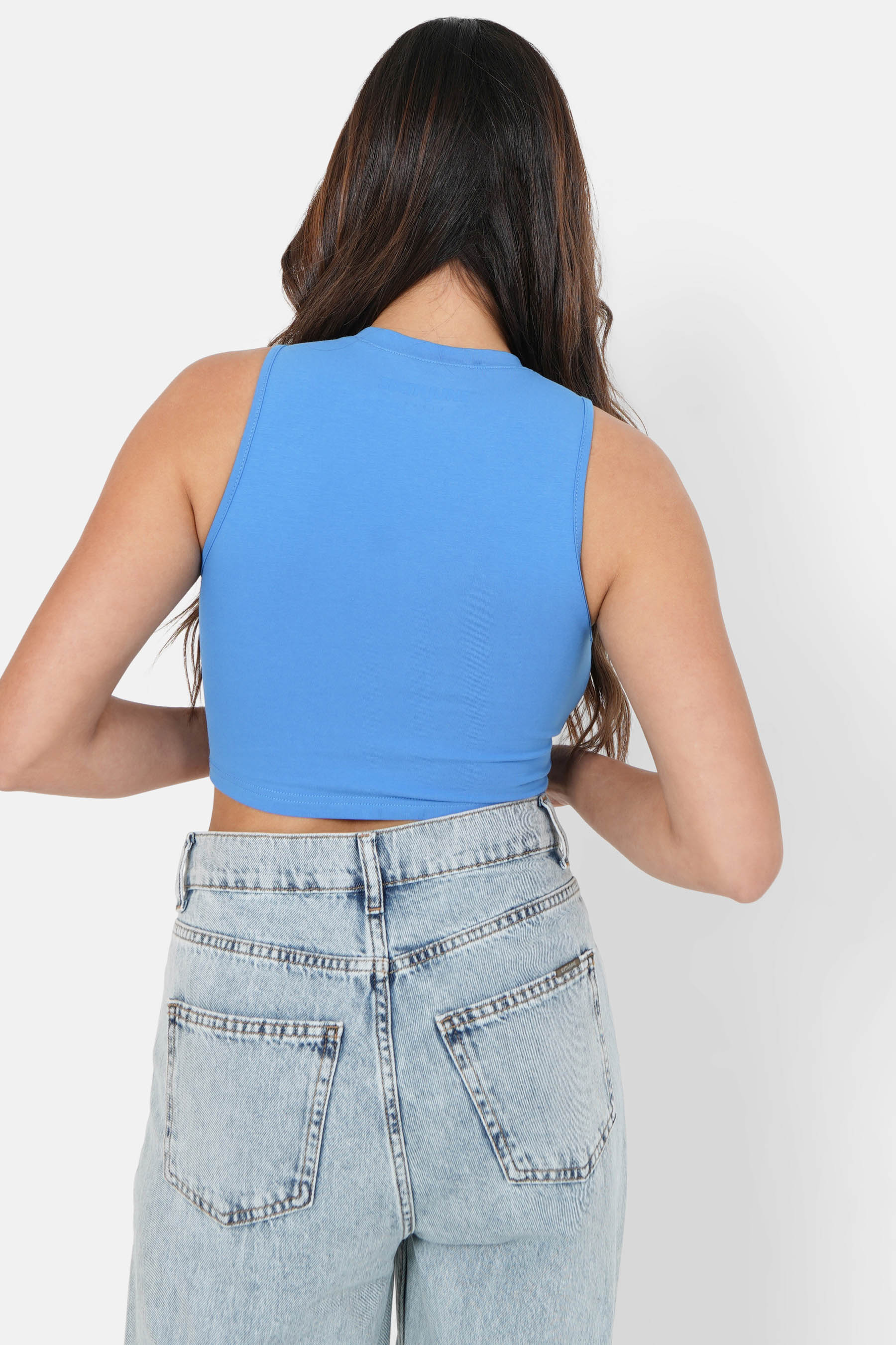 Top découpe avant Bleu