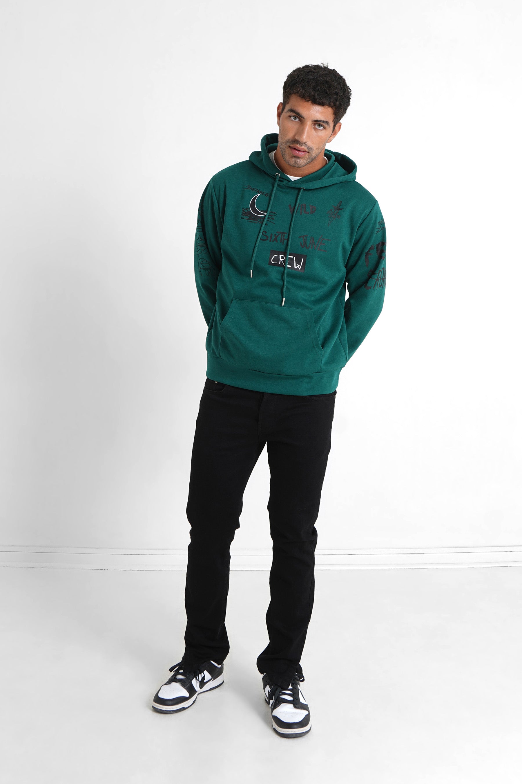 Sixth June - Sweat à capuche crew Vert foncé