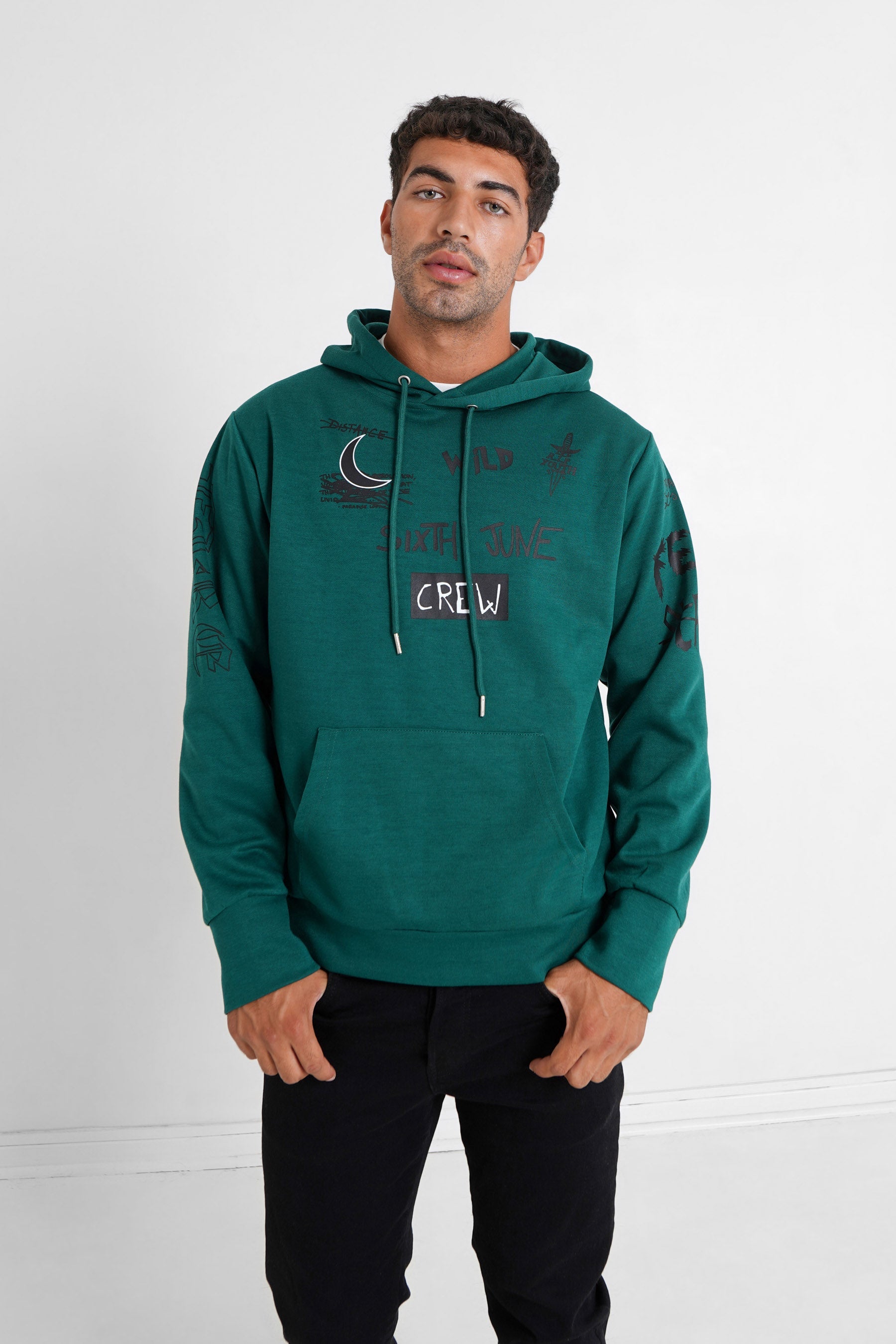 Sixth June - Sweat à capuche crew Vert foncé