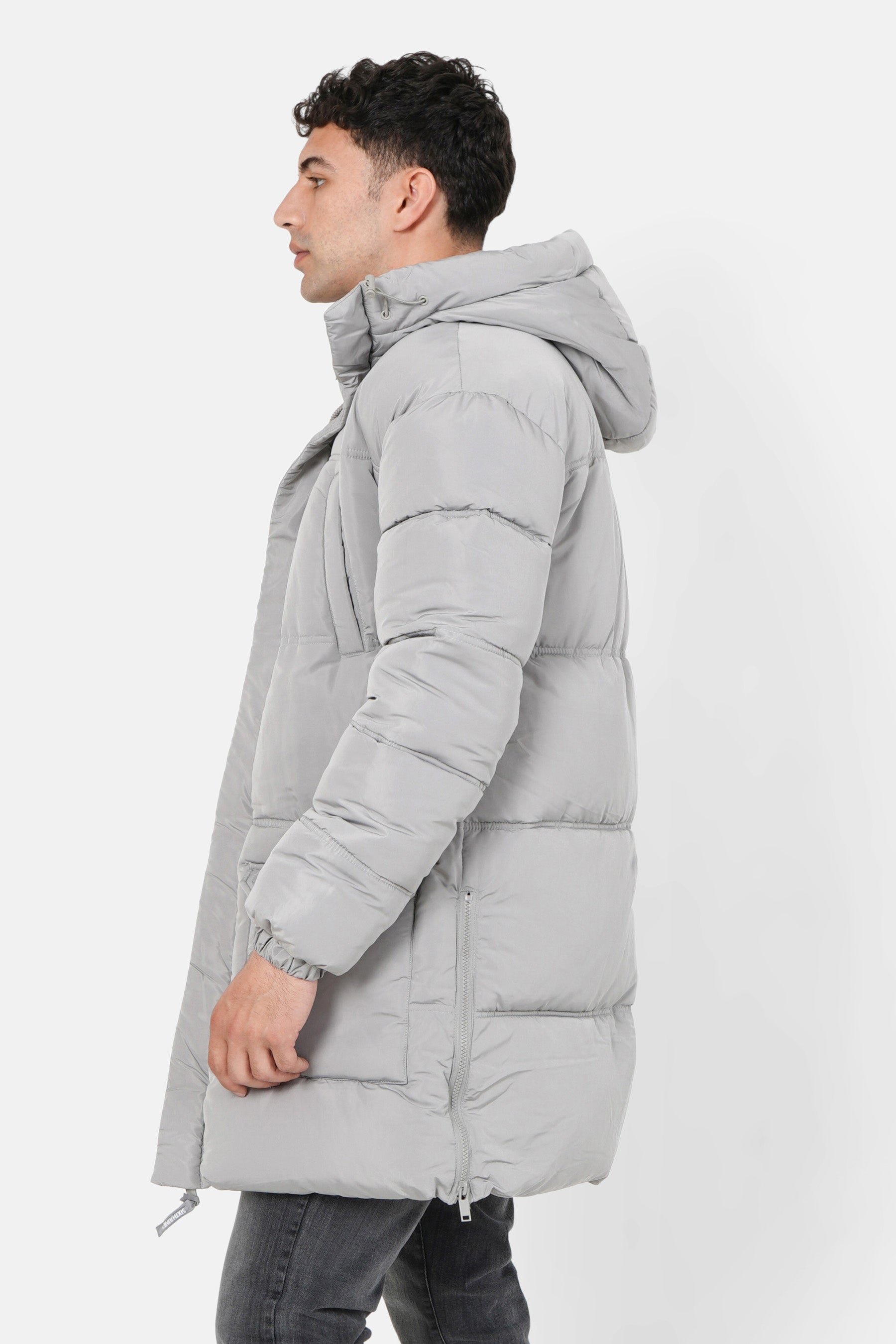Doudoune longue matelassée Gris