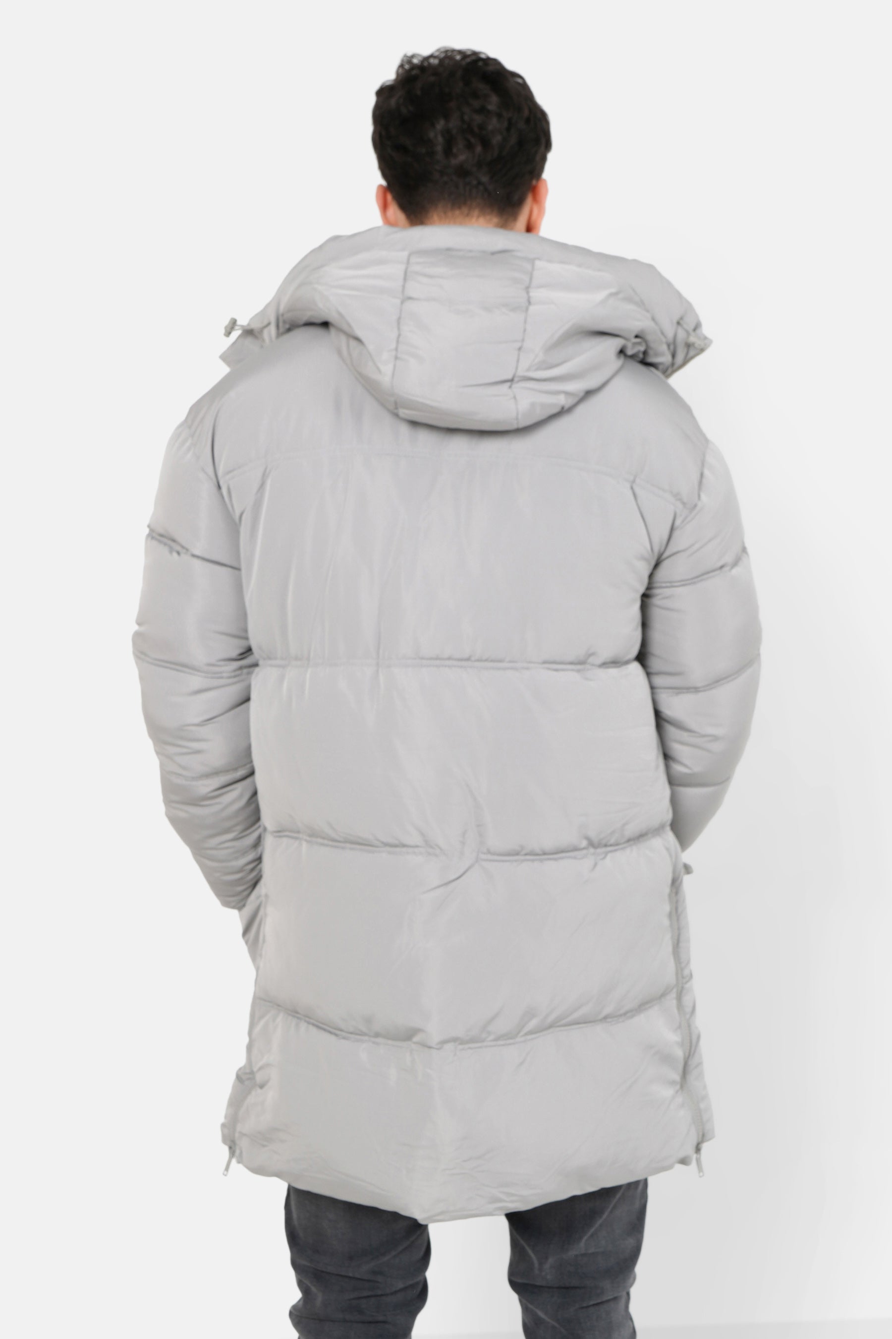 Doudoune longue matelassée Gris