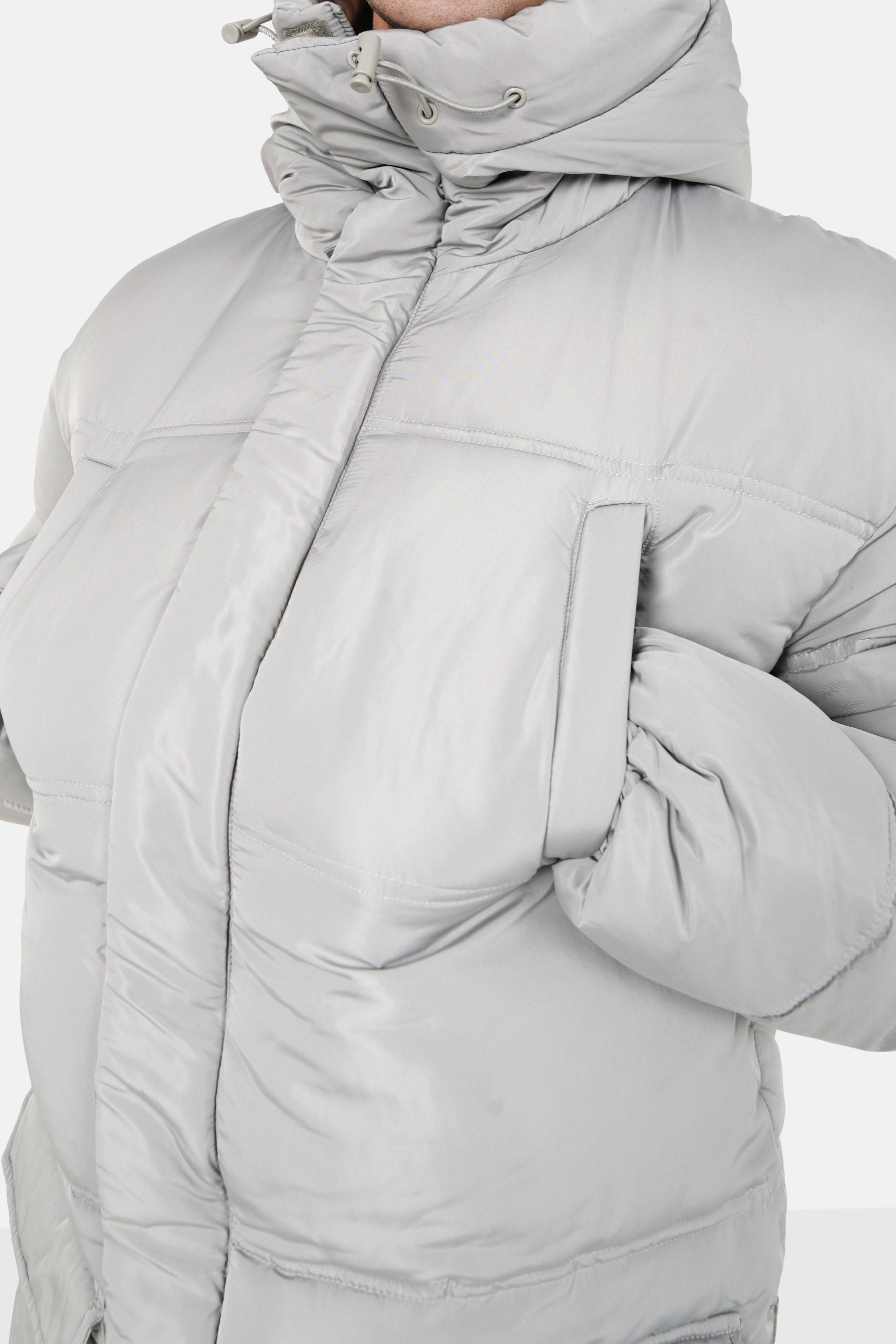 Doudoune longue matelassée Gris