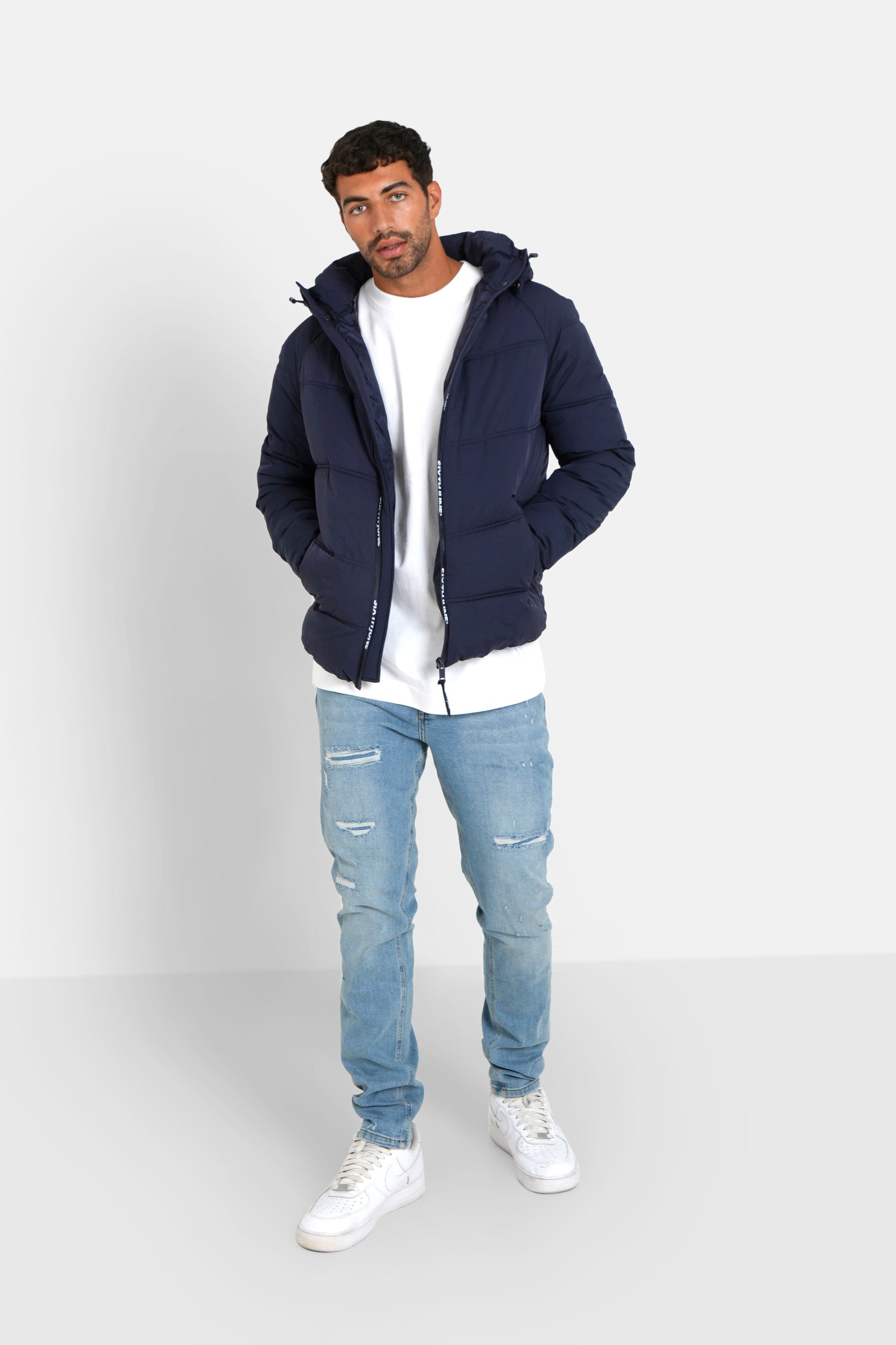 Sixth June - Doudoune courte zip imprimé Bleu