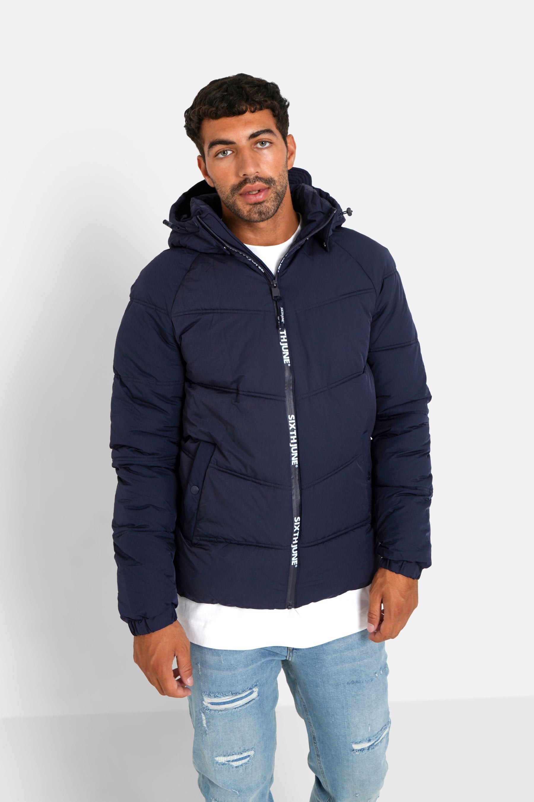 Sixth June - Doudoune courte zip imprimé Bleu