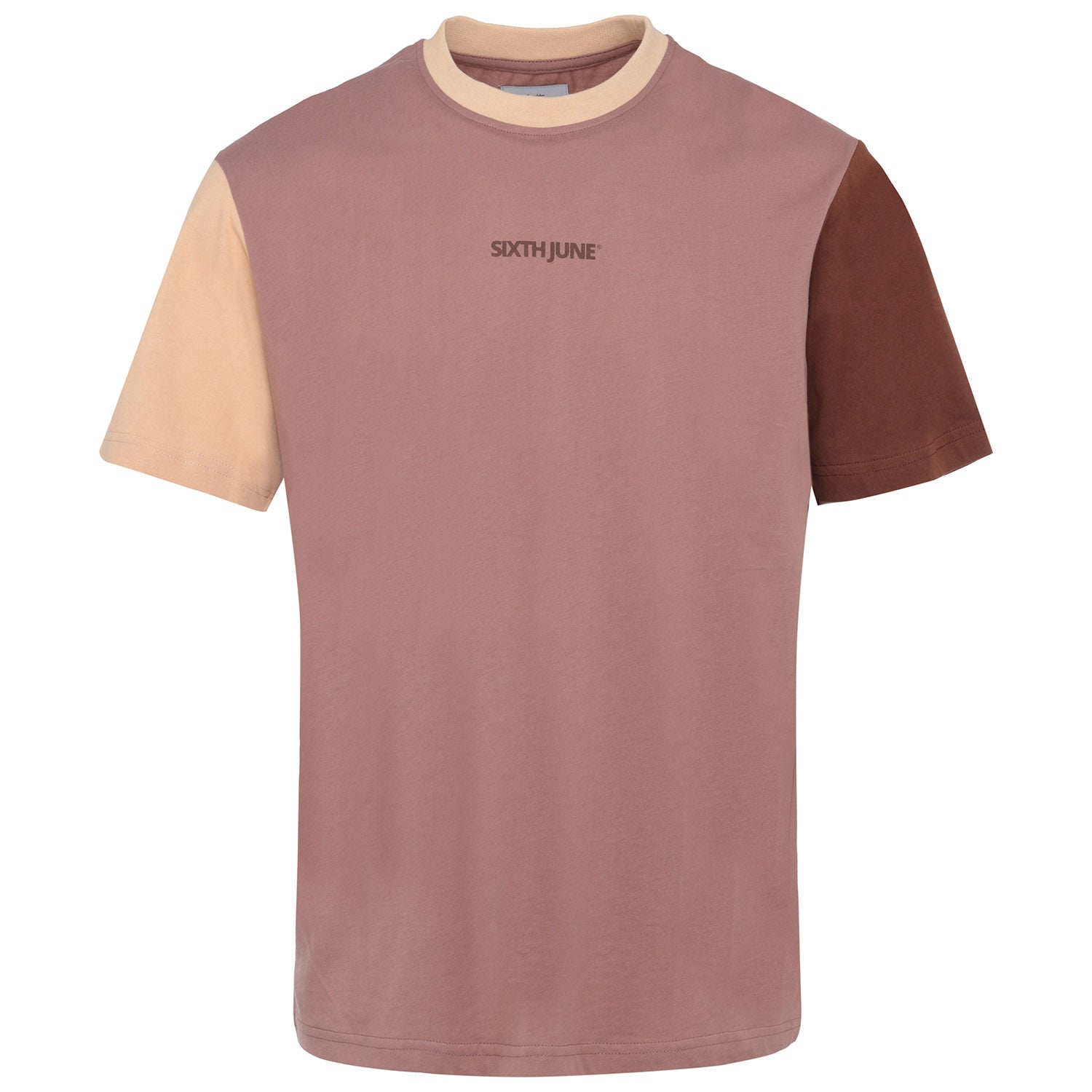 Sixth June - T-shirt tricolore logo Marron