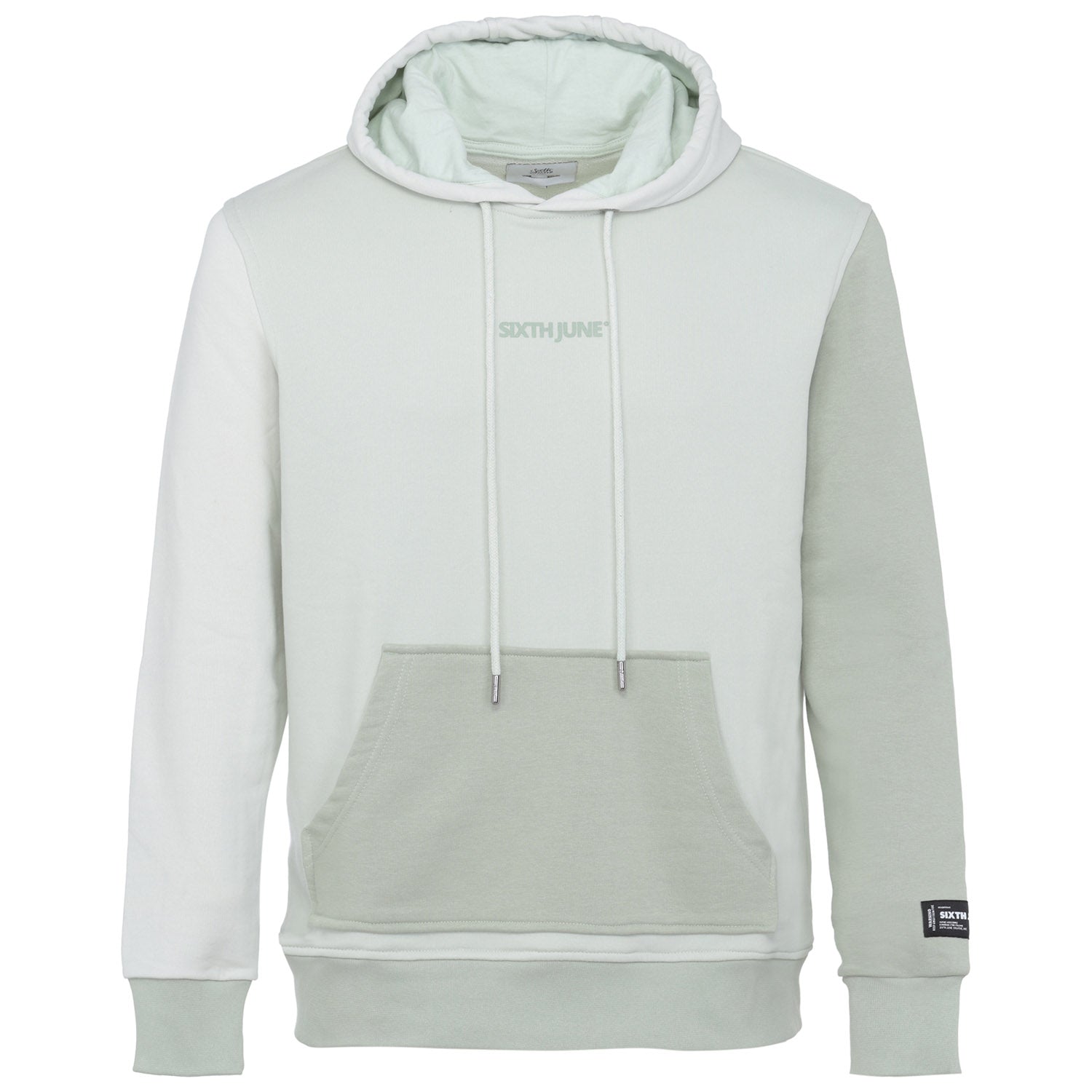 Sixth June - Sweat capuche tricolore logo Vert clair