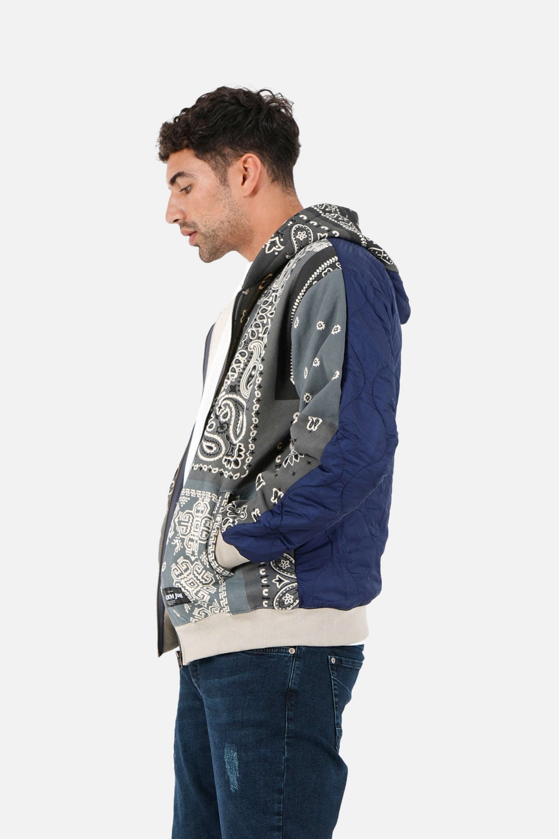 Sixth June - Veste zippée bandana bicolore Gris