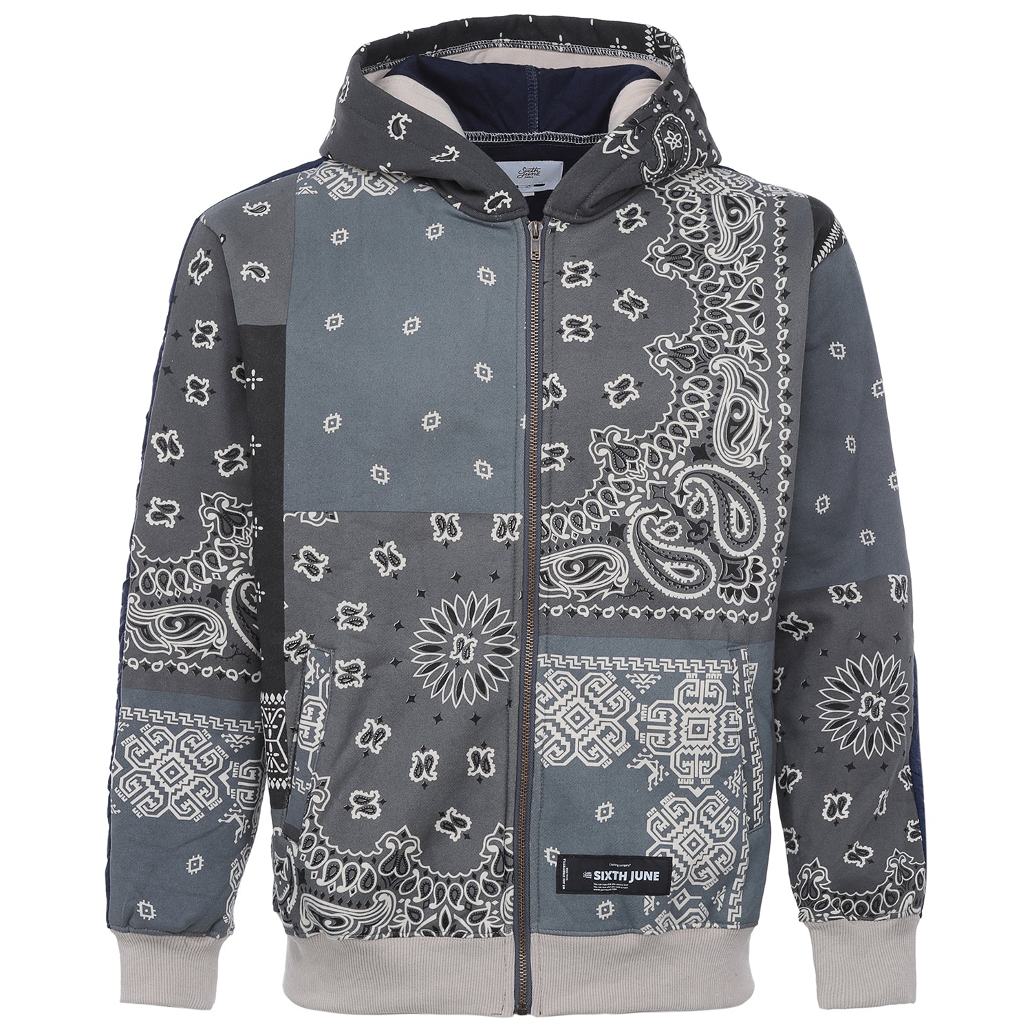 Sixth June - Veste zippée bandana bicolore Gris