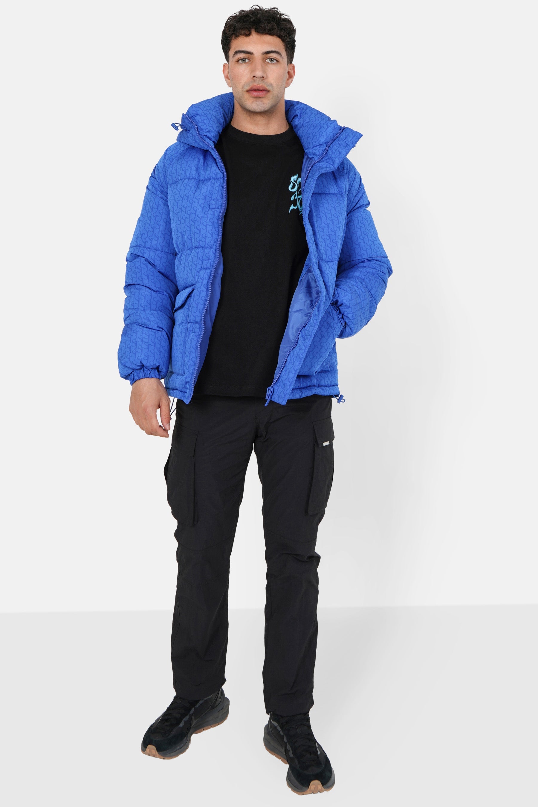 Doudoune monogramme matelassée Bleu