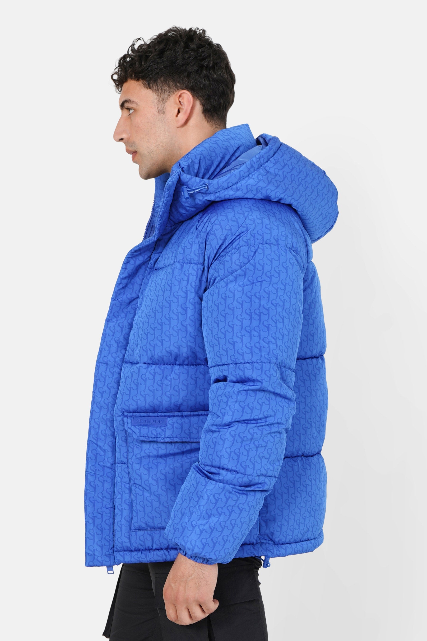 Doudoune monogramme matelassée Bleu