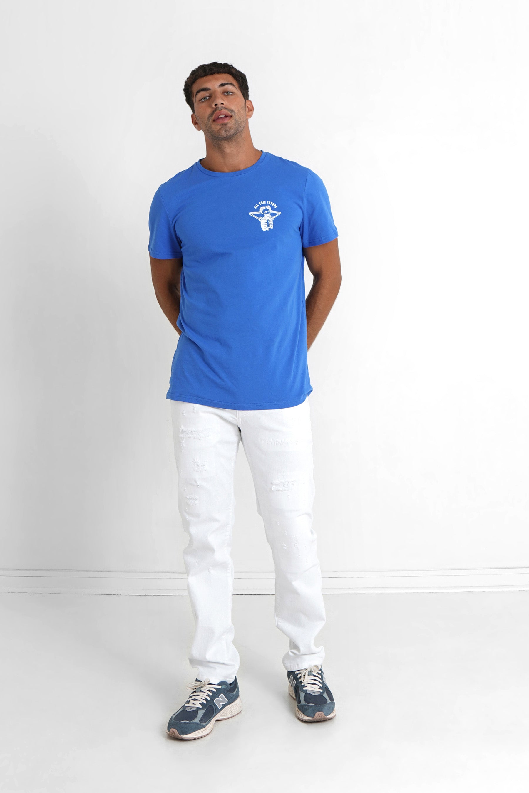Sixth June - T-shirt squelette gothique Bleu foncé