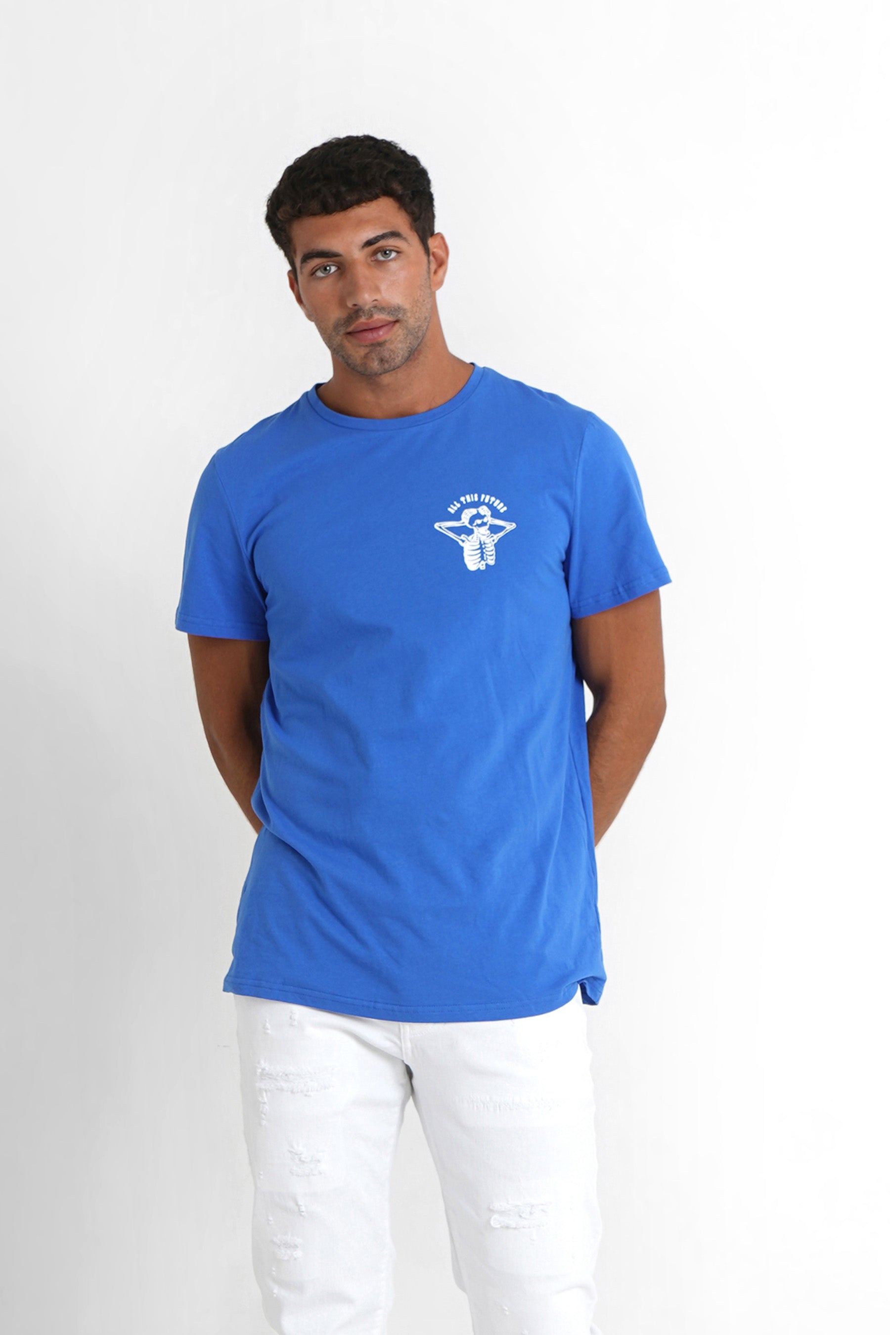 Sixth June - T-shirt squelette gothique Bleu foncé