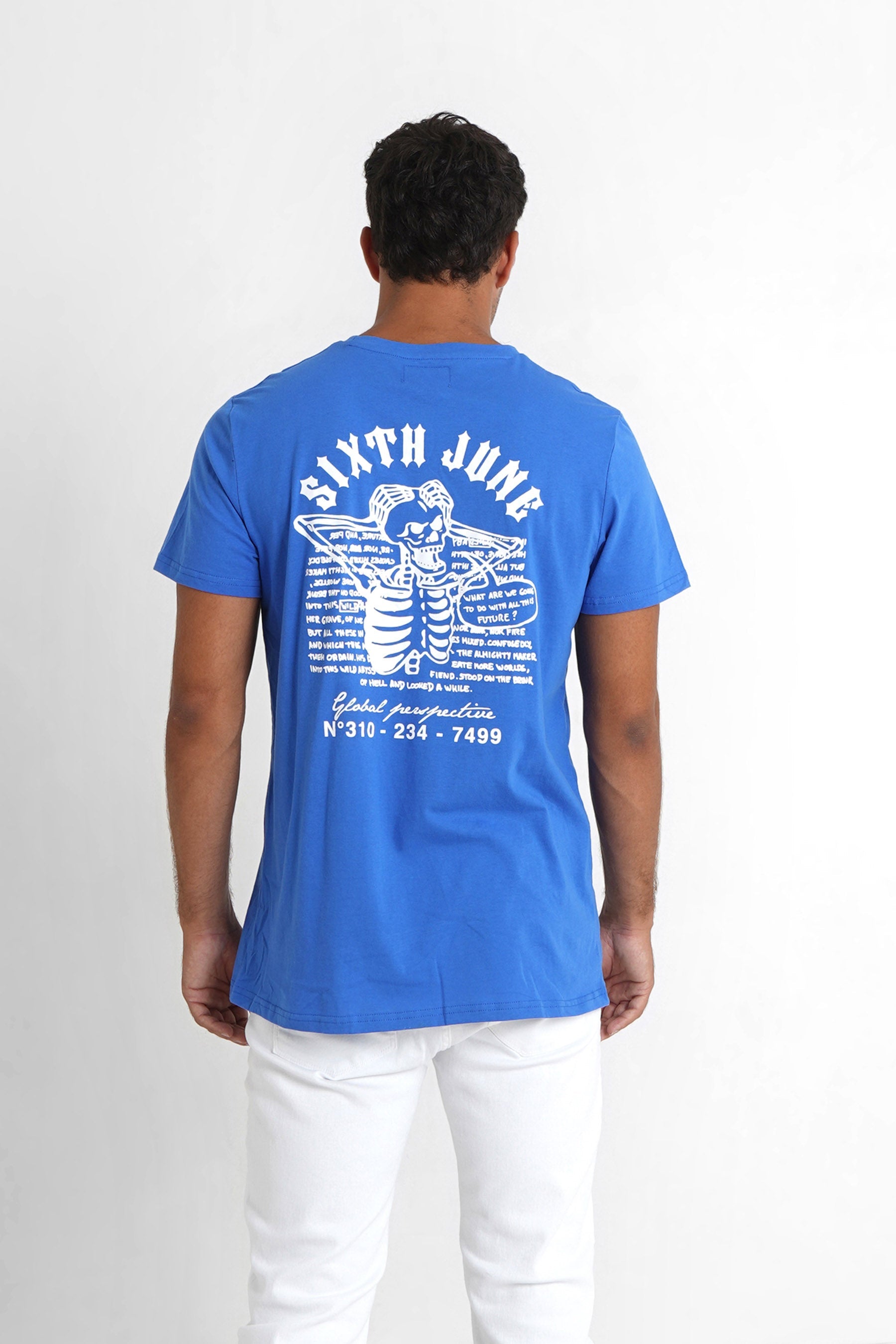 Sixth June - T-shirt squelette gothique Bleu foncé