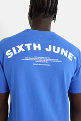 Sixth June - T-shirt logo incurvé avant arrière Bleu foncé