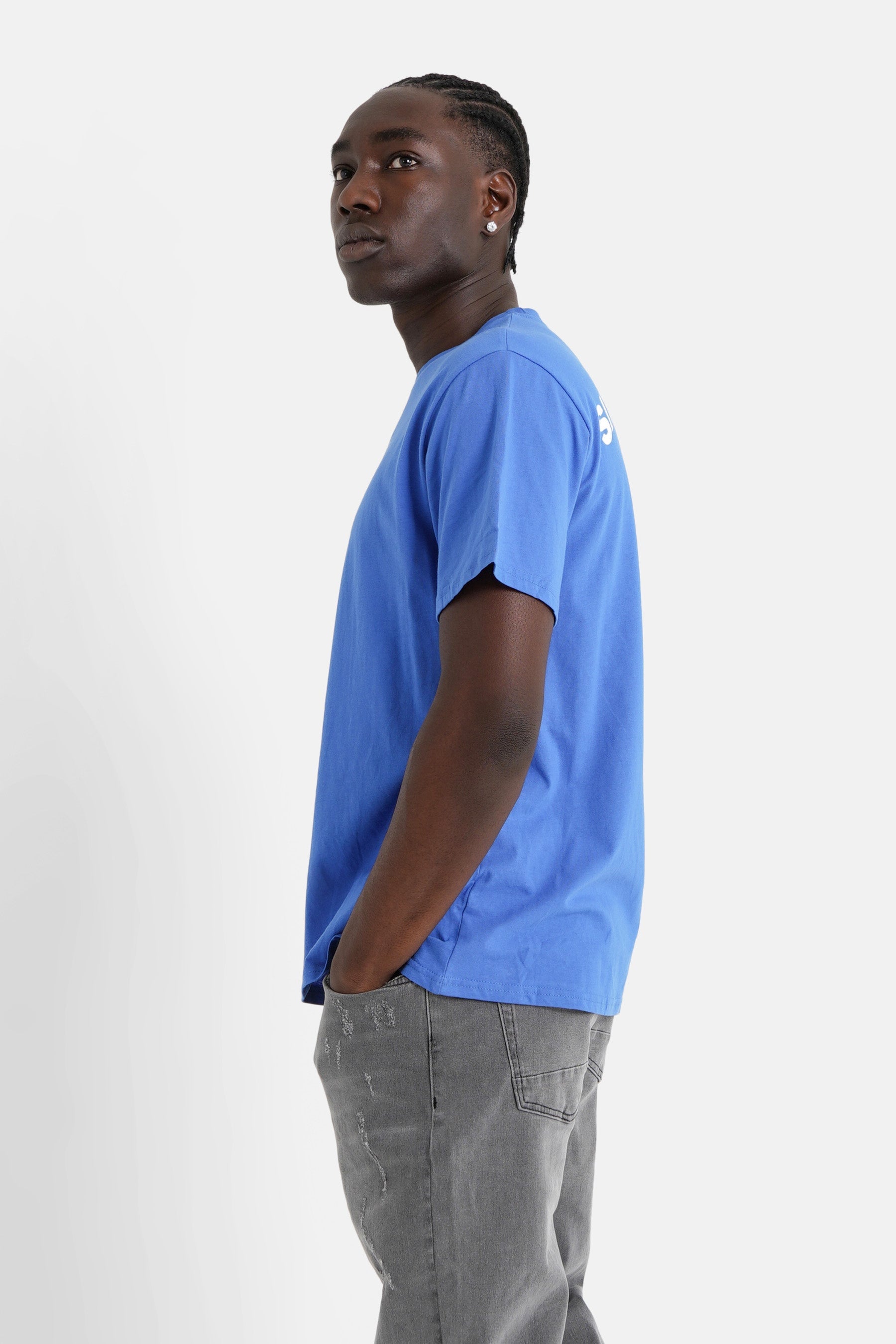 Sixth June - T-shirt logo incurvé avant arrière Bleu foncé