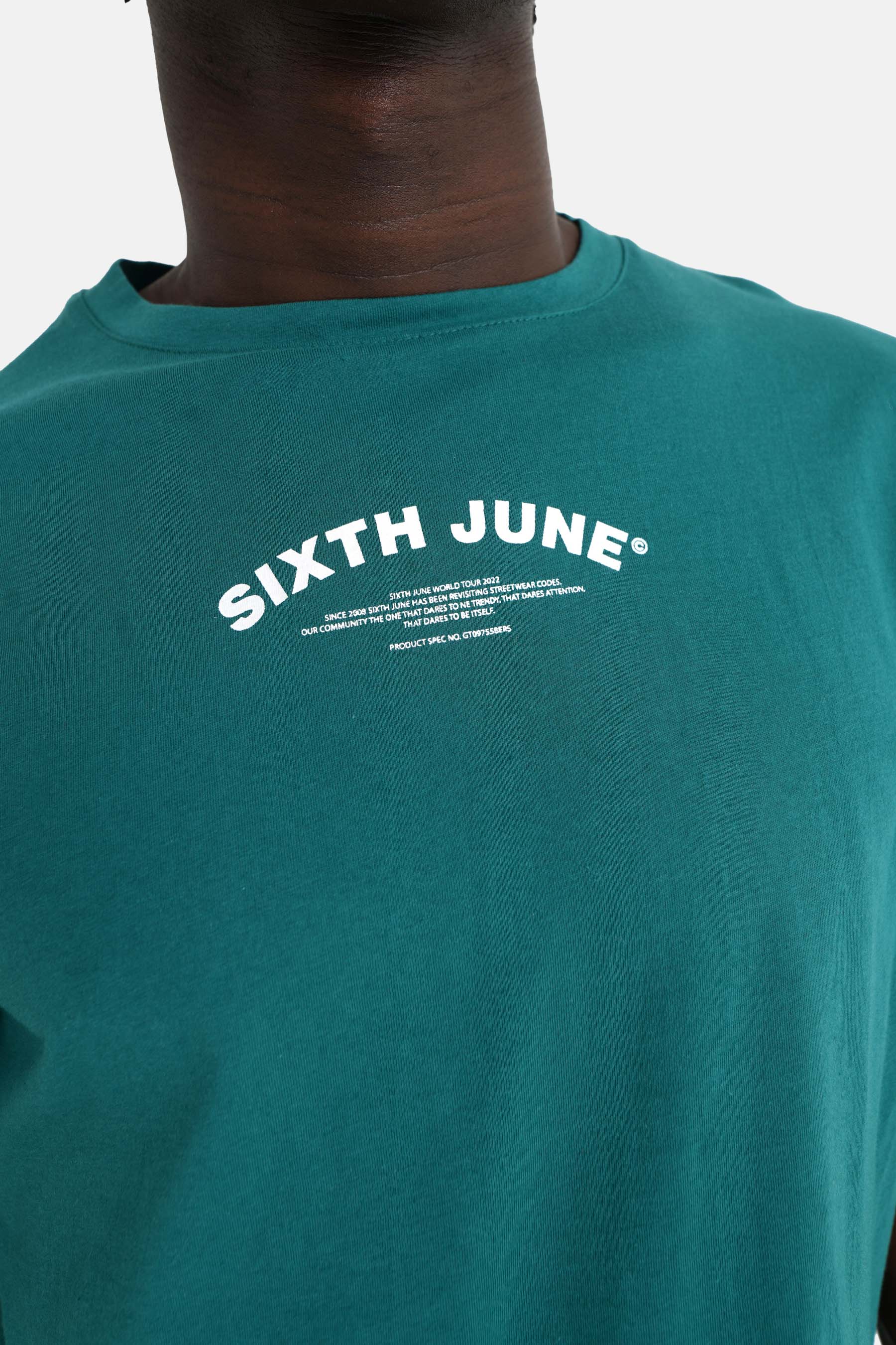 Sixth June - T-shirt logo incurvé avant arrière Vert foncé