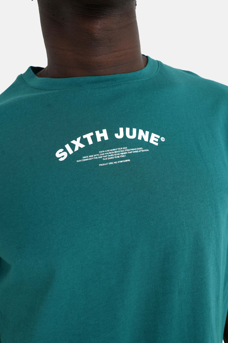 Sixth June - T-shirt logo incurvé avant arrière Vert foncé