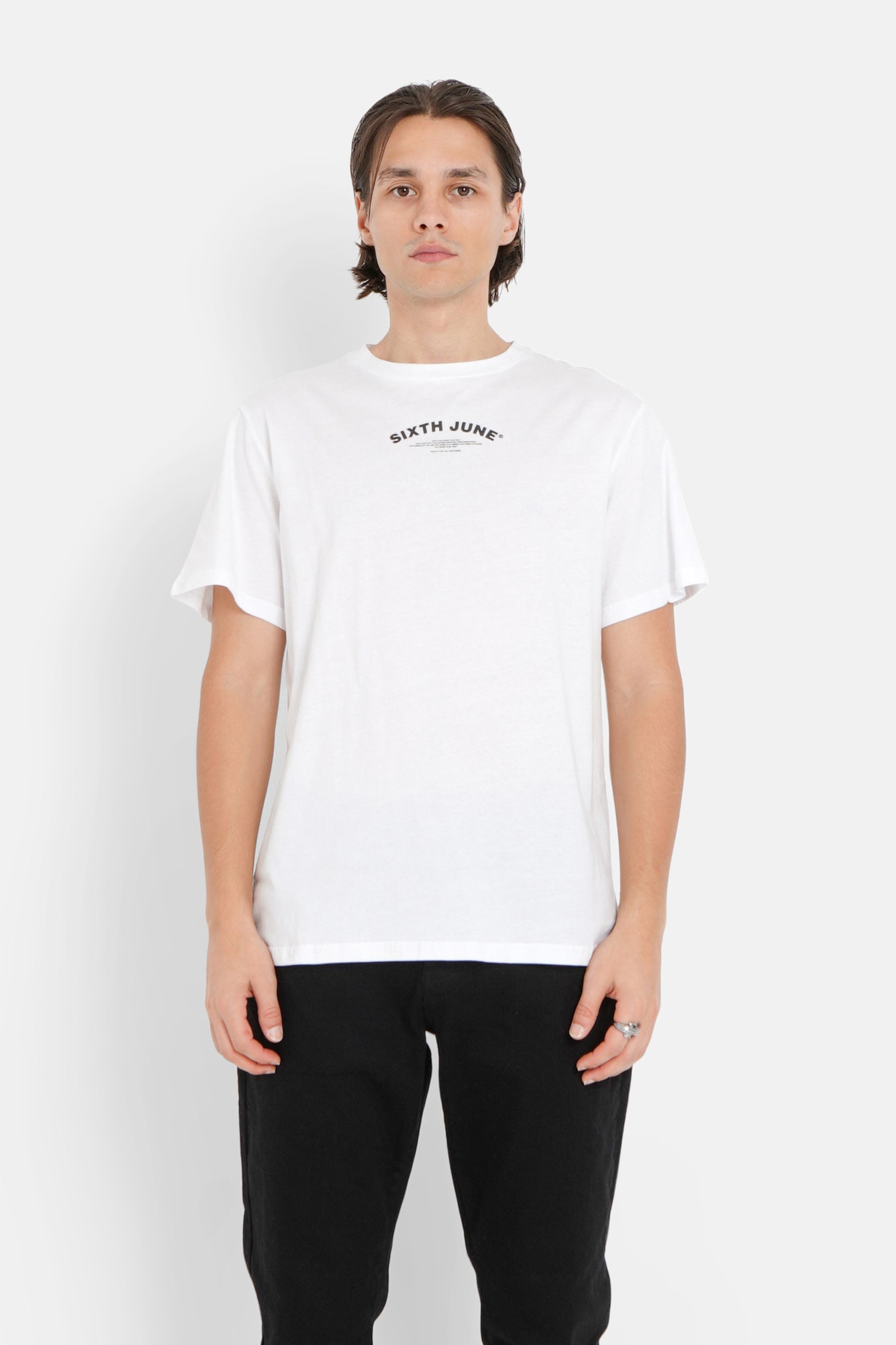 Sixth June - T-shirt logo incurvé avant arrière Blanc