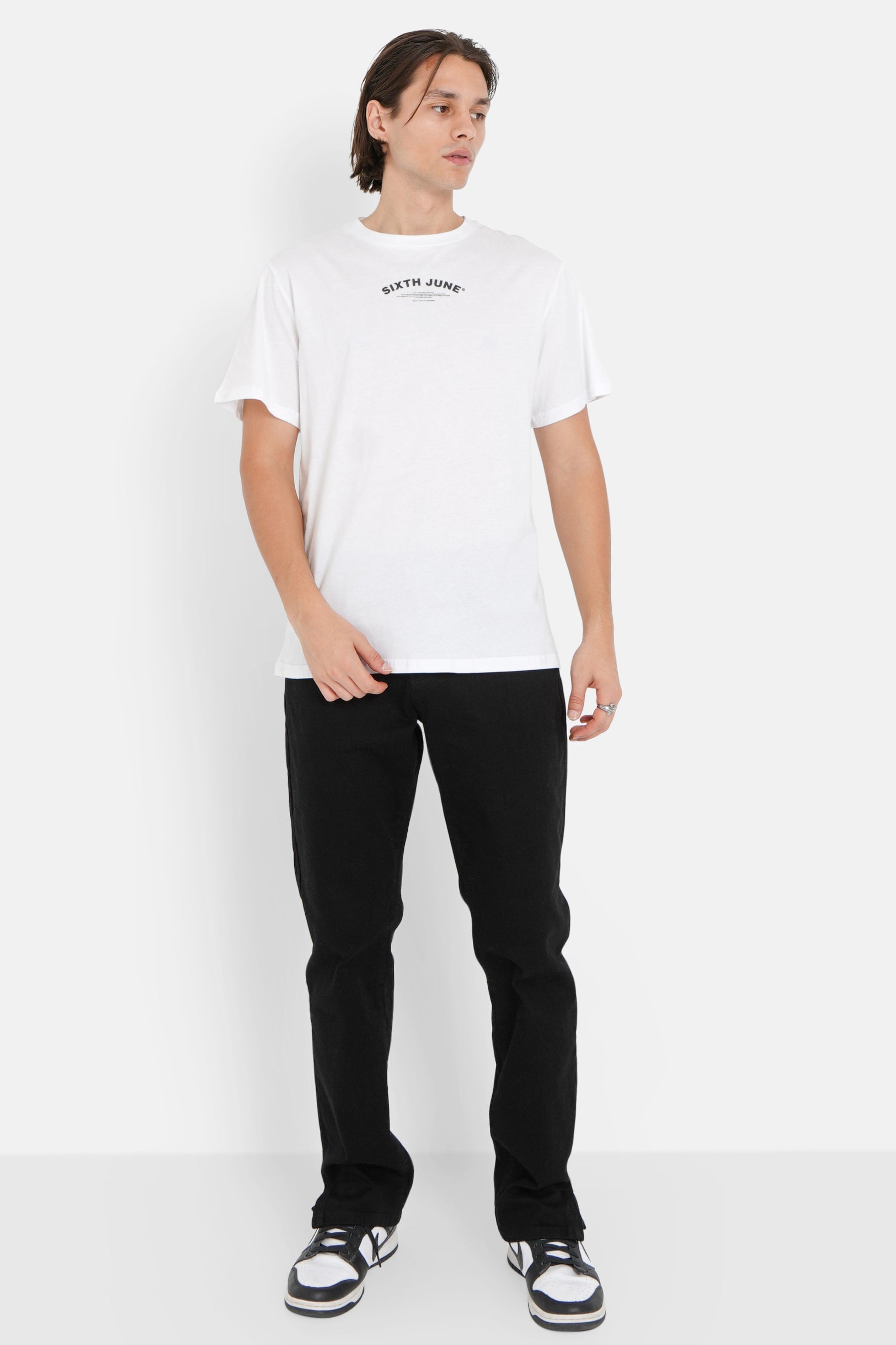 Sixth June - T-shirt logo incurvé avant arrière Blanc