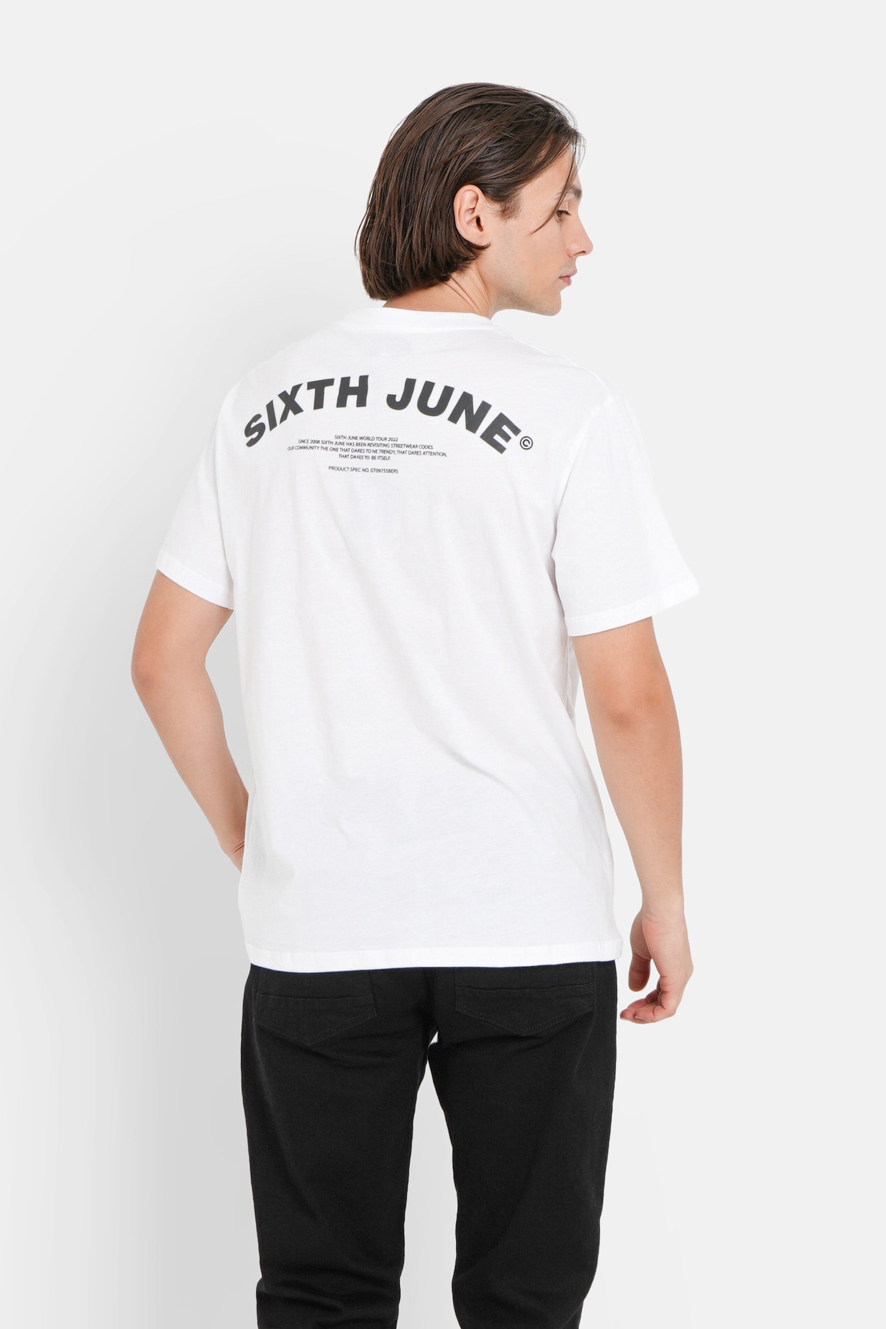 Sixth June - T-shirt logo incurvé avant arrière Blanc
