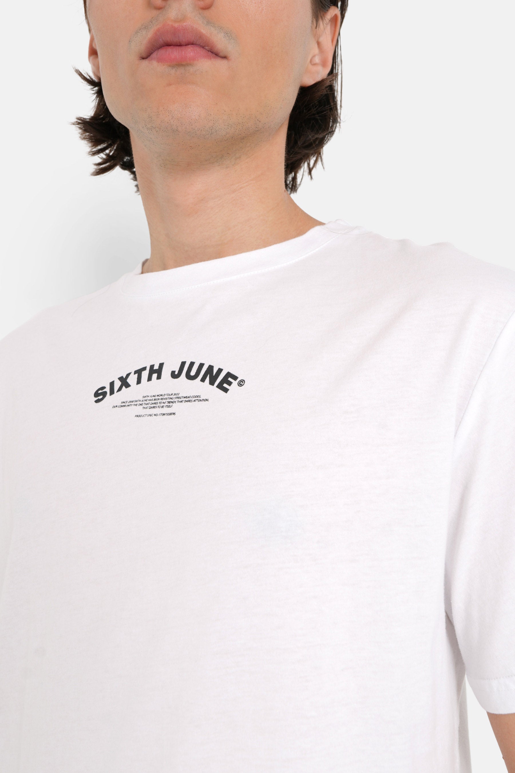 Sixth June - T-shirt logo incurvé avant arrière Blanc