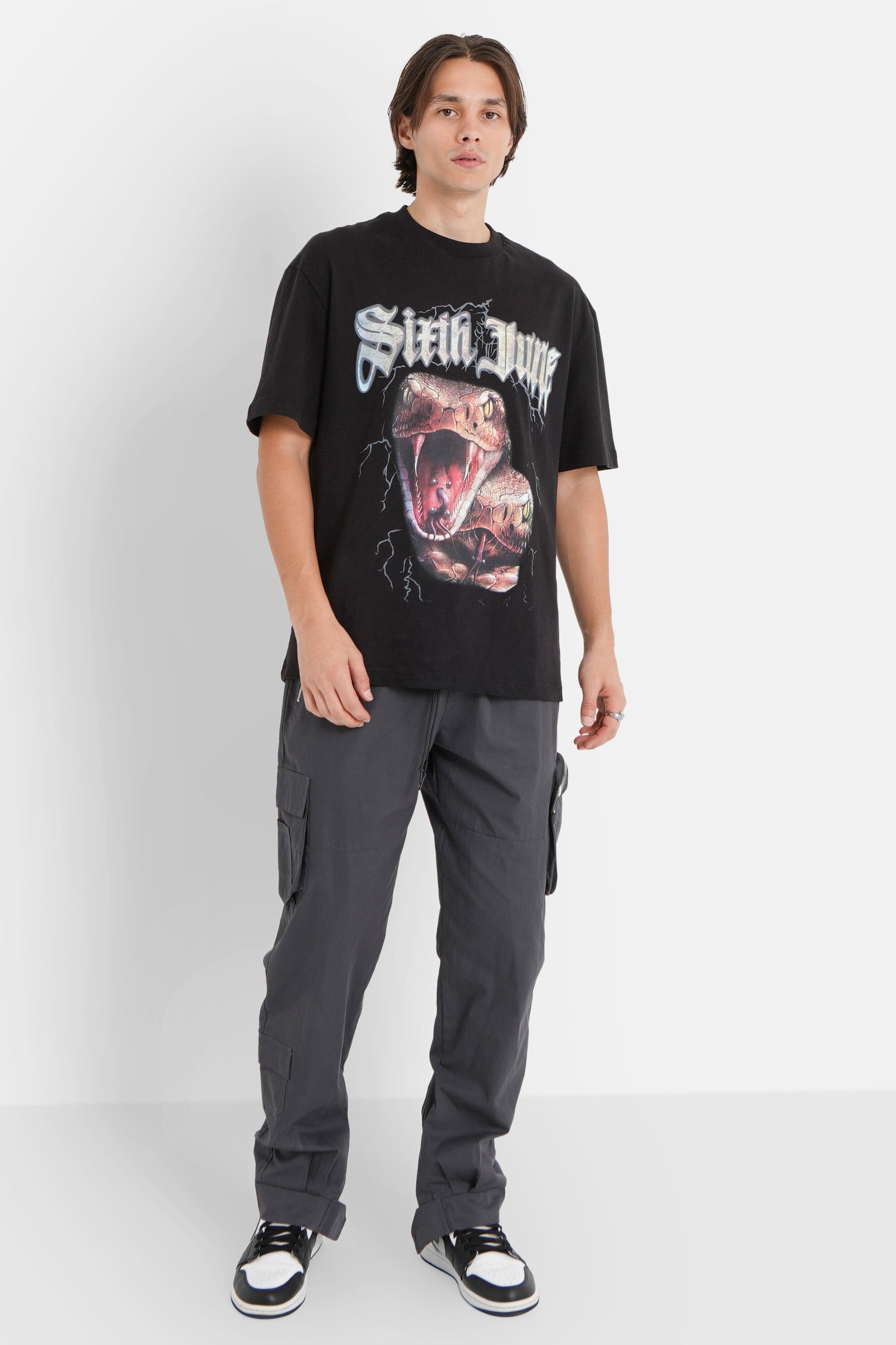 Sixth June - Pantalon cargo zip Gris foncé